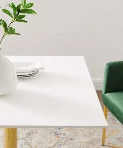 Modway Dining Tables Verne 35" Square Dining Table Gold White 10 Modway Dining Tables Verne 35