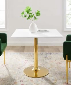 Modway Dining Tables Verne 35" Square Dining Table Gold White 11 Modway Dining Tables Verne 35