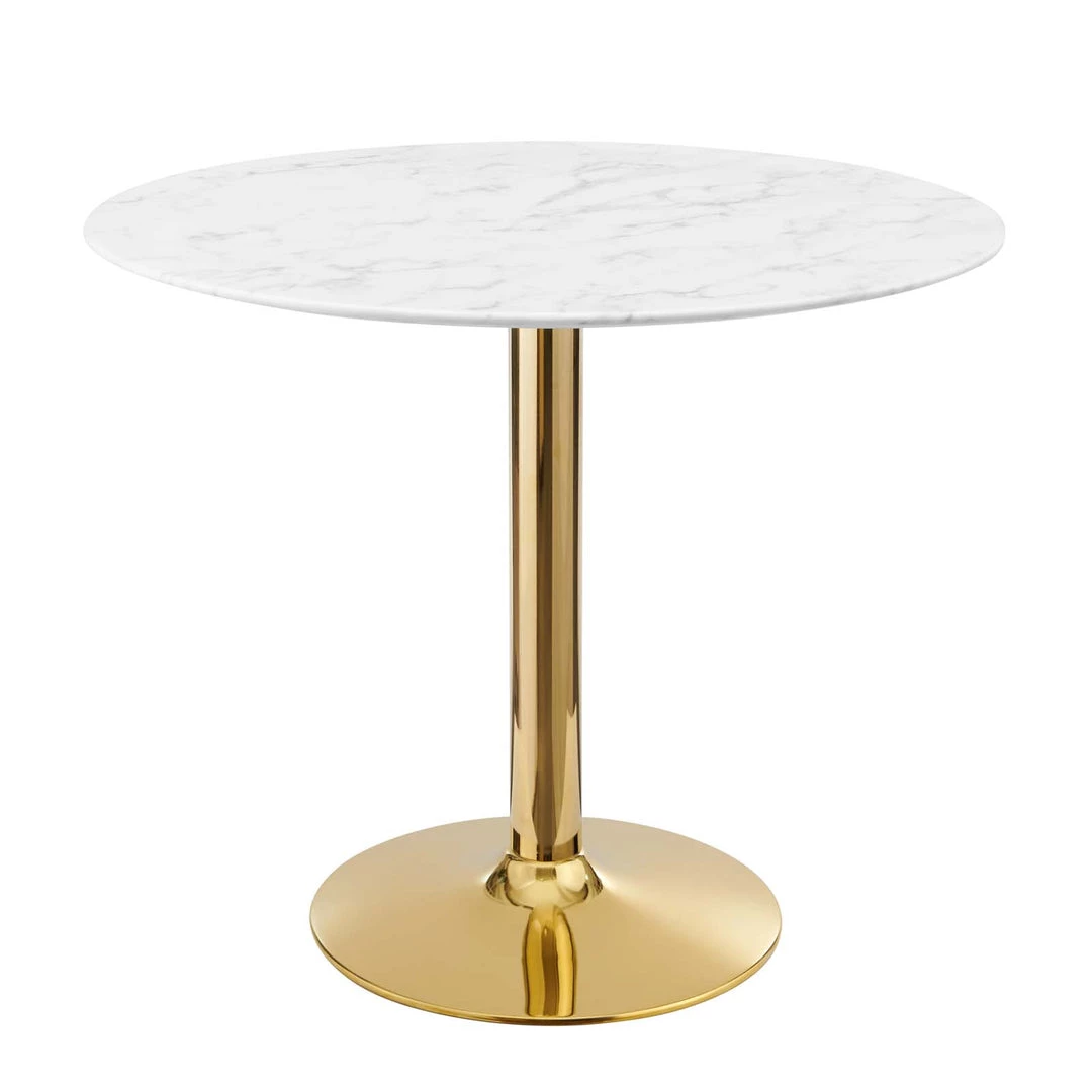 Modway Verne 35" Artificial Marble Dining Table Gold White Dining Tables 1 Modway Verne 35" Artificial Marble Dining Table Gold White Dining Tables