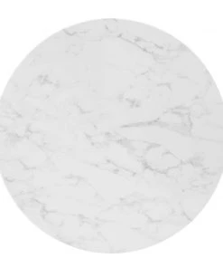 Modway Verne 35" Artificial Marble Dining Table Gold White Dining Tables