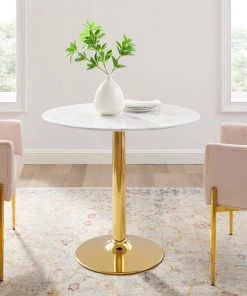 Modway Verne 35" Artificial Marble Dining Table Gold White Dining Tables 11 Modway Verne 35