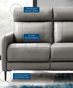 Modway Huxley Leather Sofa Gray SOFAS 13 Modway Huxley Leather Sofa Gray SOFAS