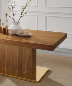 Modway Dining Tables Vector Expandable Dining Table Walnut Gold