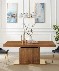 Modway Dining Tables Vector Expandable Dining Table Walnut Gold