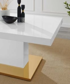 Modway Vector Expandable Dining Table White Gold Dining Tables