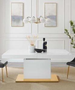 Modway Vector Expandable Dining Table White Gold Dining Tables