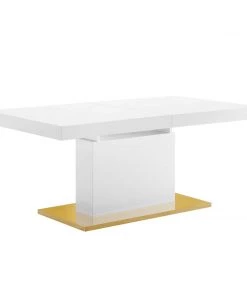 Modway Vector Expandable Dining Table White Gold Dining Tables