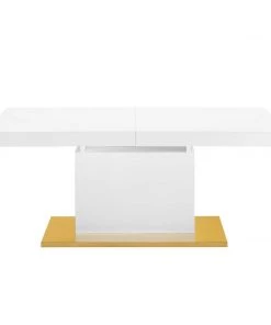 Modway Vector Expandable Dining Table White Gold Dining Tables