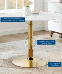 Modway Verne 40" Dining Table Gold White 9 Modway Verne 40