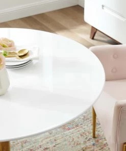 Modway Verne 40" Dining Table Gold White 10 Modway Verne 40