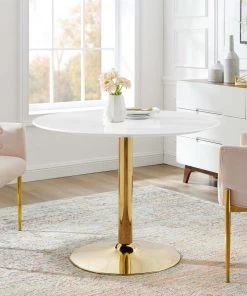 Modway Verne 40" Dining Table Gold White 11 Modway Verne 40