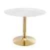 Modway Verne 40" Artificial Marble Dining Table Gold White Dining Tables