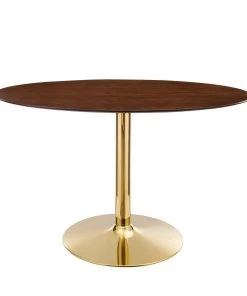 Modway Dining Tables Verne 48" Oval Dining Table Gold Walnut