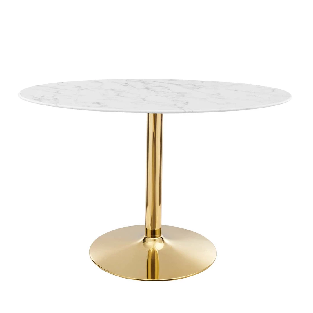 Modway Verne 48" Oval Artificial Marble Dining Table Gold White Dining Tables 1 Modway Verne 48" Oval Artificial Marble Dining Table Gold White Dining Tables
