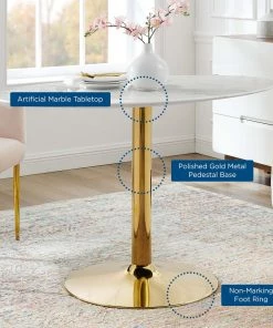 Modway Verne 48" Oval Artificial Marble Dining Table Gold White Dining Tables 9 Modway Verne 48