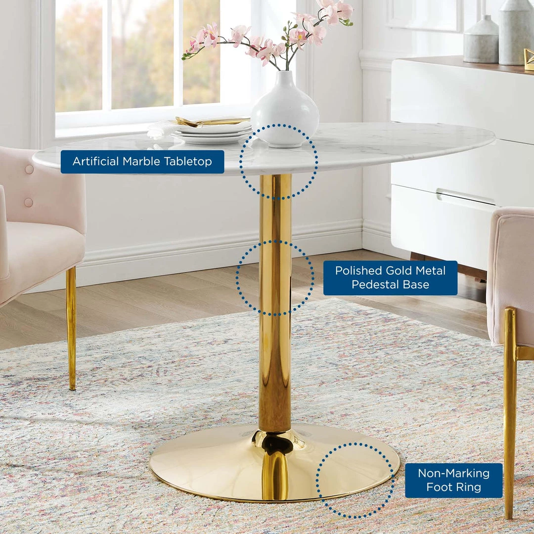 Modway Verne 48" Oval Artificial Marble Dining Table Gold White Dining Tables 4 Modway Verne 48" Oval Artificial Marble Dining Table Gold White Dining Tables