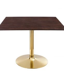 Modway Verne 40" Square Dining Table Gold Cherry Walnut Dining Tables