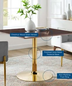 Modway Verne 40" Square Dining Table Gold Cherry Walnut Dining Tables 9 Modway Verne 40