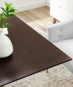 Modway Verne 40" Square Dining Table Gold Cherry Walnut Dining Tables 10 Modway Verne 40