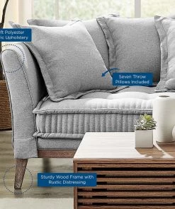 Modway Rowan Fabric Sofa Light Gray SOFAS