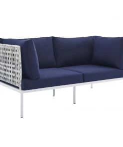 Modway Harmony Sunbrella® Basket Weave Outdoor Patio Aluminum Loveseat Taupe Navy 17 Modway Harmony Sunbrella® Basket Weave Outdoor Patio Aluminum Loveseat Taupe Navy