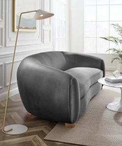 Modway Abundant Performance Velvet Sofa Charcoal SOFAS