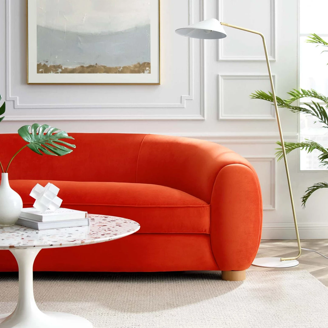 Modway Abundant Performance Velvet Sofa Orange 6 Modway Abundant Performance Velvet Sofa Orange