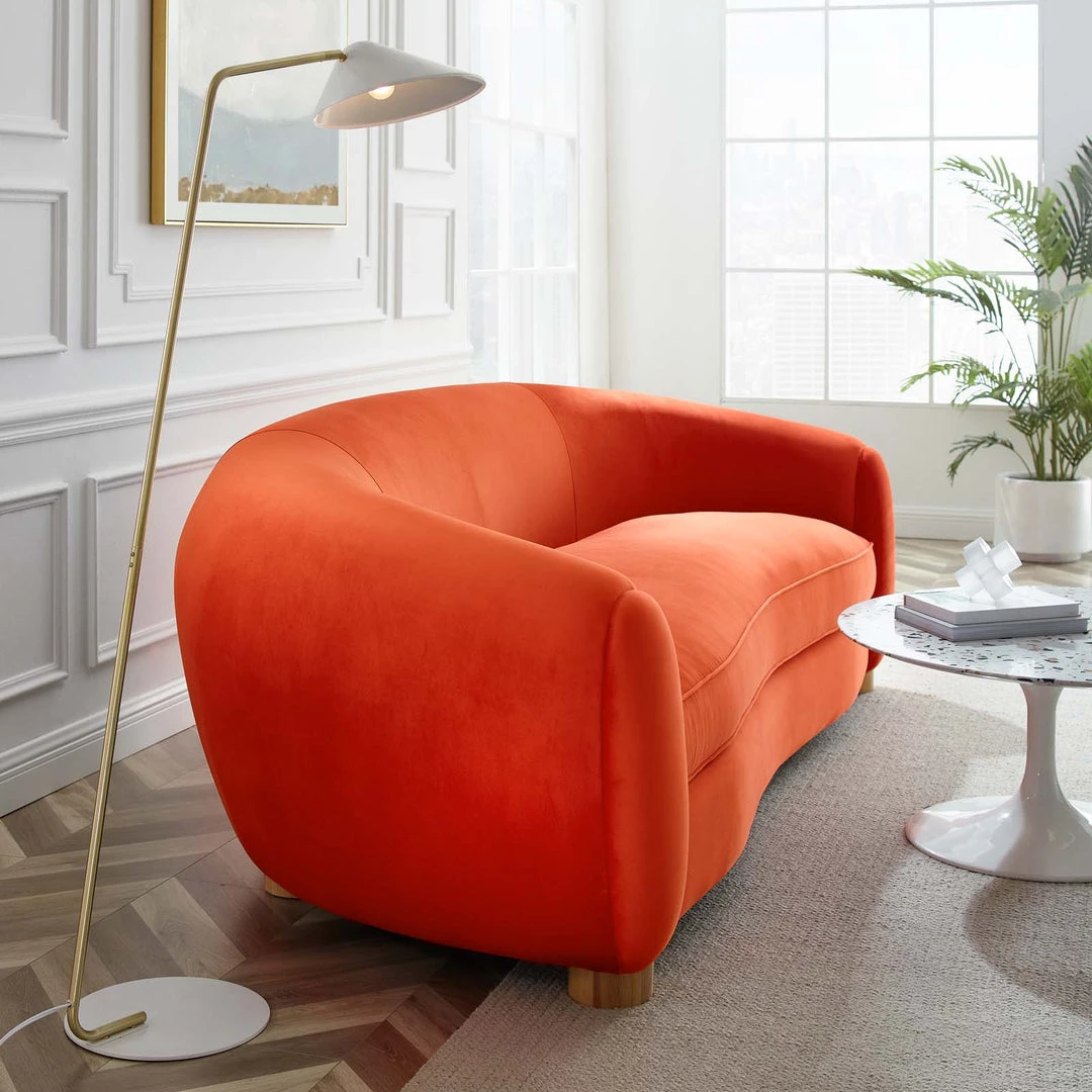 Modway Abundant Performance Velvet Sofa Orange 7 Modway Abundant Performance Velvet Sofa Orange