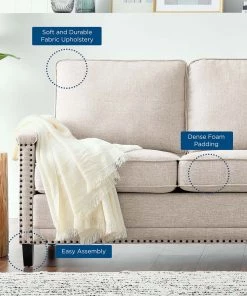 Modway Ashton Upholstered Fabric Sofa Beige