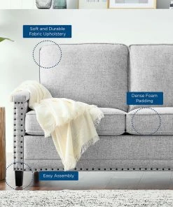 Modway Ashton Upholstered Fabric Sofa Light Gray