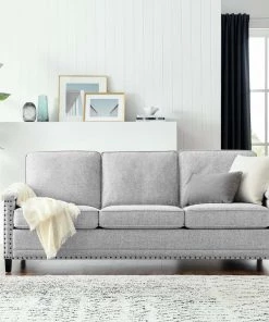 Modway Ashton Upholstered Fabric Sofa Light Gray