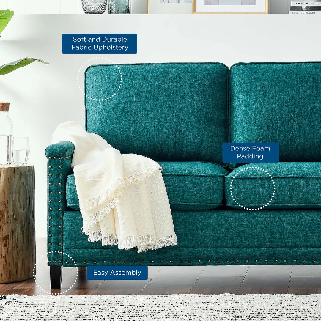 Modway Ashton Upholstered Fabric Sofa Teal 6 Modway Ashton Upholstered Fabric Sofa Teal