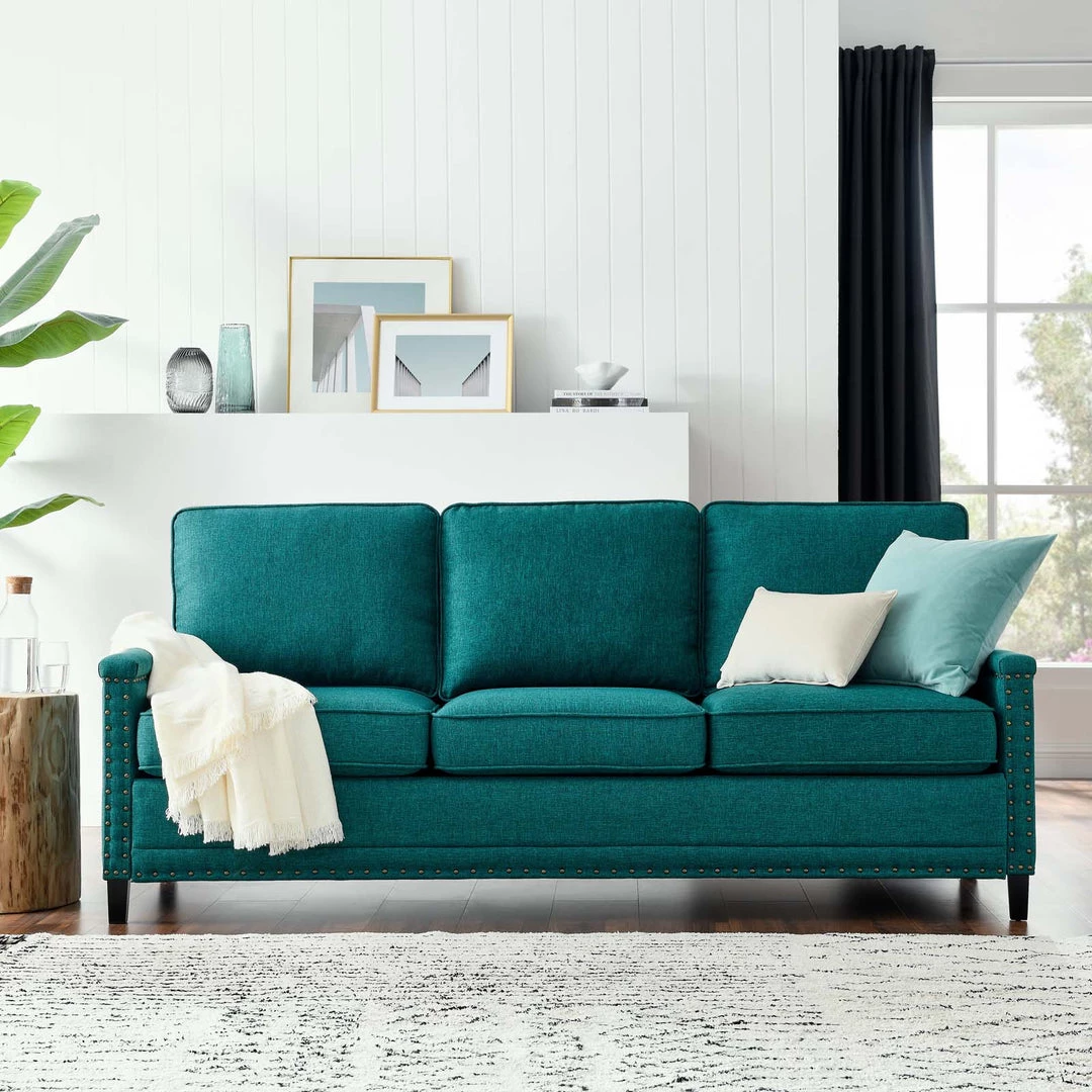 Modway Ashton Upholstered Fabric Sofa Teal 8 Modway Ashton Upholstered Fabric Sofa Teal