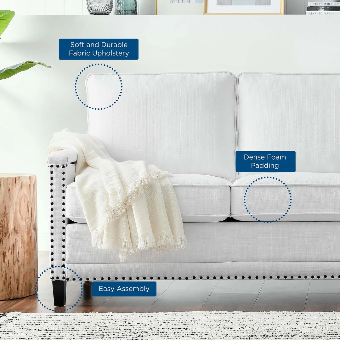 Modway SOFAS Ashton Upholstered Fabric Sofa White 6 Modway SOFAS Ashton Upholstered Fabric Sofa White