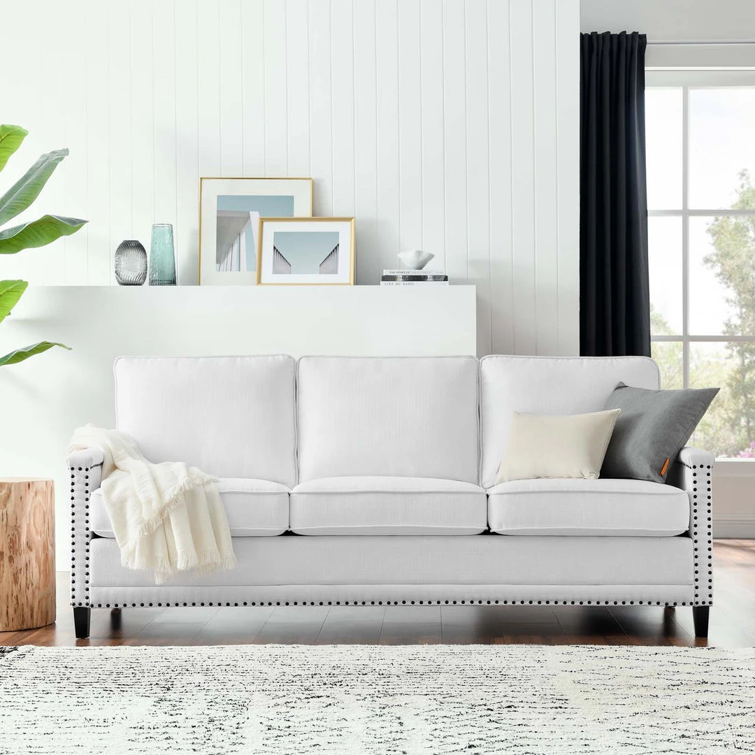 Modway SOFAS Ashton Upholstered Fabric Sofa White 8 Modway SOFAS Ashton Upholstered Fabric Sofa White