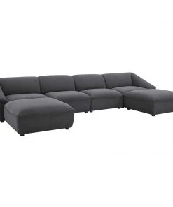 Modway Comprise 6-Piece Living Room Set Charcoal Living Room Sets