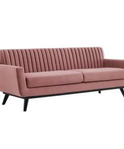 Modway SOFAS Engage Channel Tufted Performance Velvet Sofa Dusty Rose