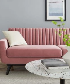 Modway SOFAS Engage Channel Tufted Performance Velvet Sofa Dusty Rose