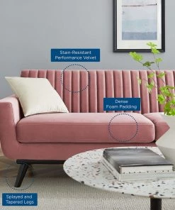 Modway SOFAS Engage Channel Tufted Performance Velvet Sofa Dusty Rose