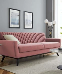 Modway SOFAS Engage Channel Tufted Performance Velvet Sofa Dusty Rose