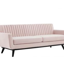 Modway SOFAS Engage Channel Tufted Performance Velvet Sofa Pink