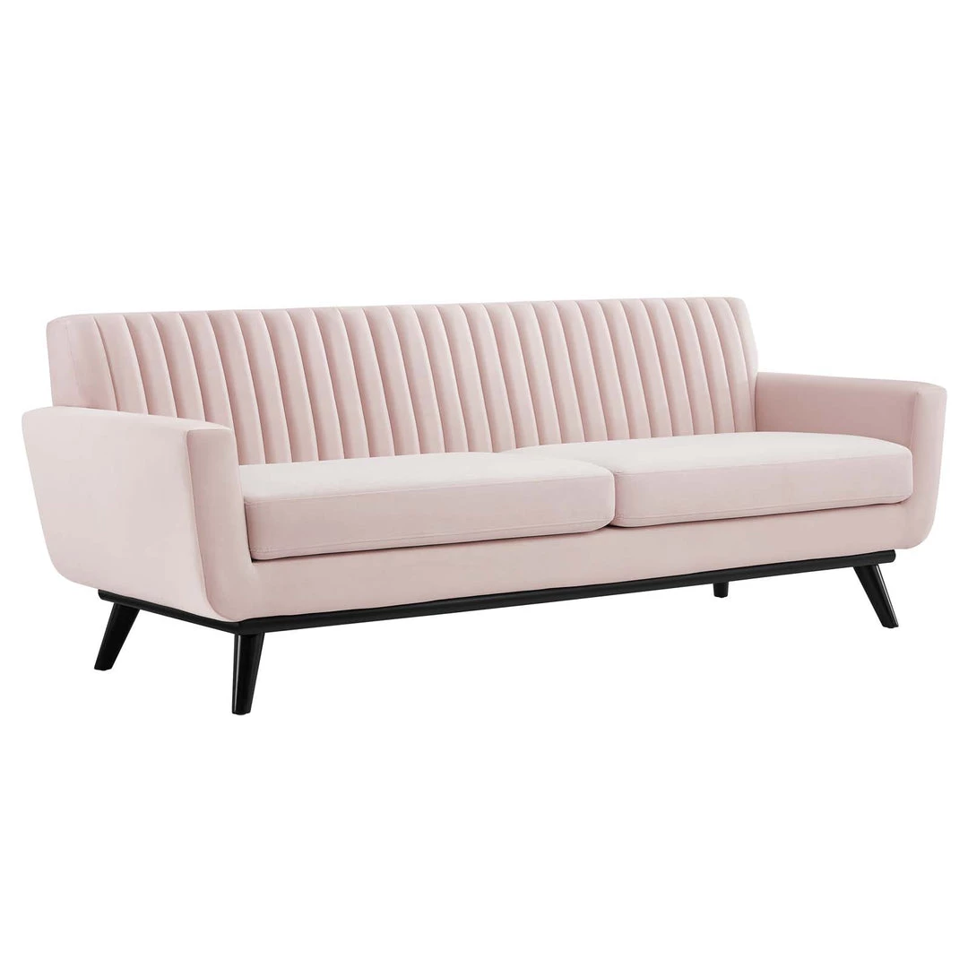 Modway SOFAS Engage Channel Tufted Performance Velvet Sofa Pink 1 Modway SOFAS Engage Channel Tufted Performance Velvet Sofa Pink