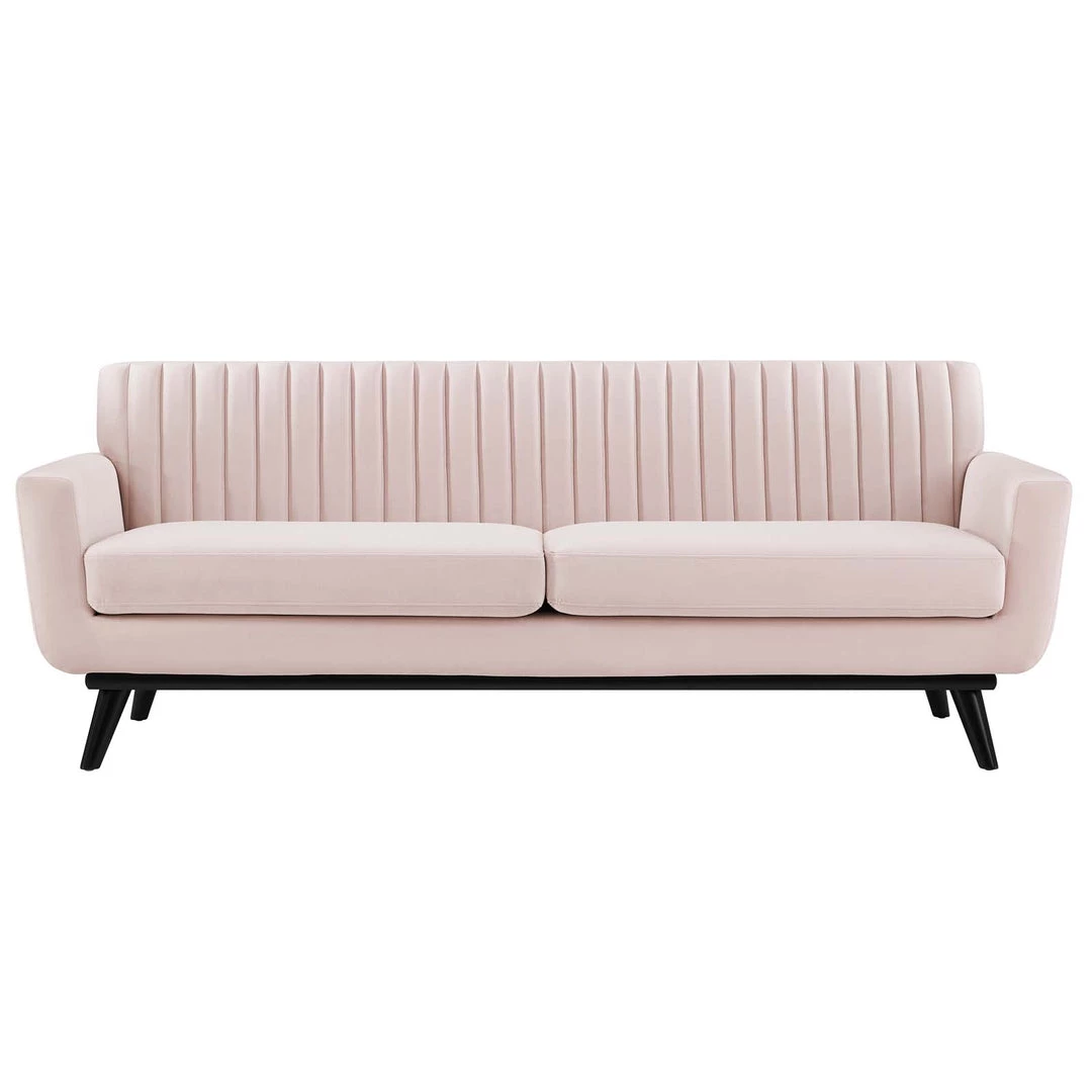 Modway SOFAS Engage Channel Tufted Performance Velvet Sofa Pink 2 Modway SOFAS Engage Channel Tufted Performance Velvet Sofa Pink