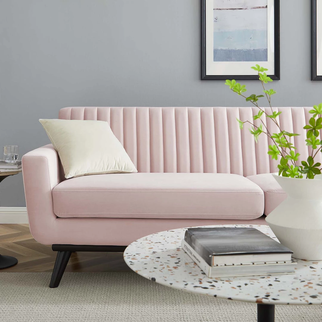 Modway SOFAS Engage Channel Tufted Performance Velvet Sofa Pink 5 Modway SOFAS Engage Channel Tufted Performance Velvet Sofa Pink