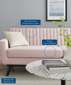 Modway SOFAS Engage Channel Tufted Performance Velvet Sofa Pink 12 Modway SOFAS Engage Channel Tufted Performance Velvet Sofa Pink