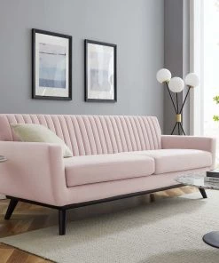 Modway SOFAS Engage Channel Tufted Performance Velvet Sofa Pink 13 Modway SOFAS Engage Channel Tufted Performance Velvet Sofa Pink