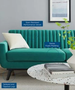 Modway SOFAS Engage Channel Tufted Performance Velvet Sofa Teal