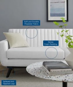 Modway Engage Channel Tufted Fabric Sofa White SOFAS