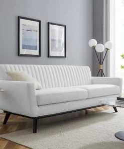 Modway Engage Channel Tufted Fabric Sofa White SOFAS