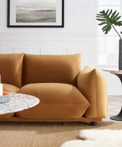 Modway Copious Performance Velvet Sofa Cognac